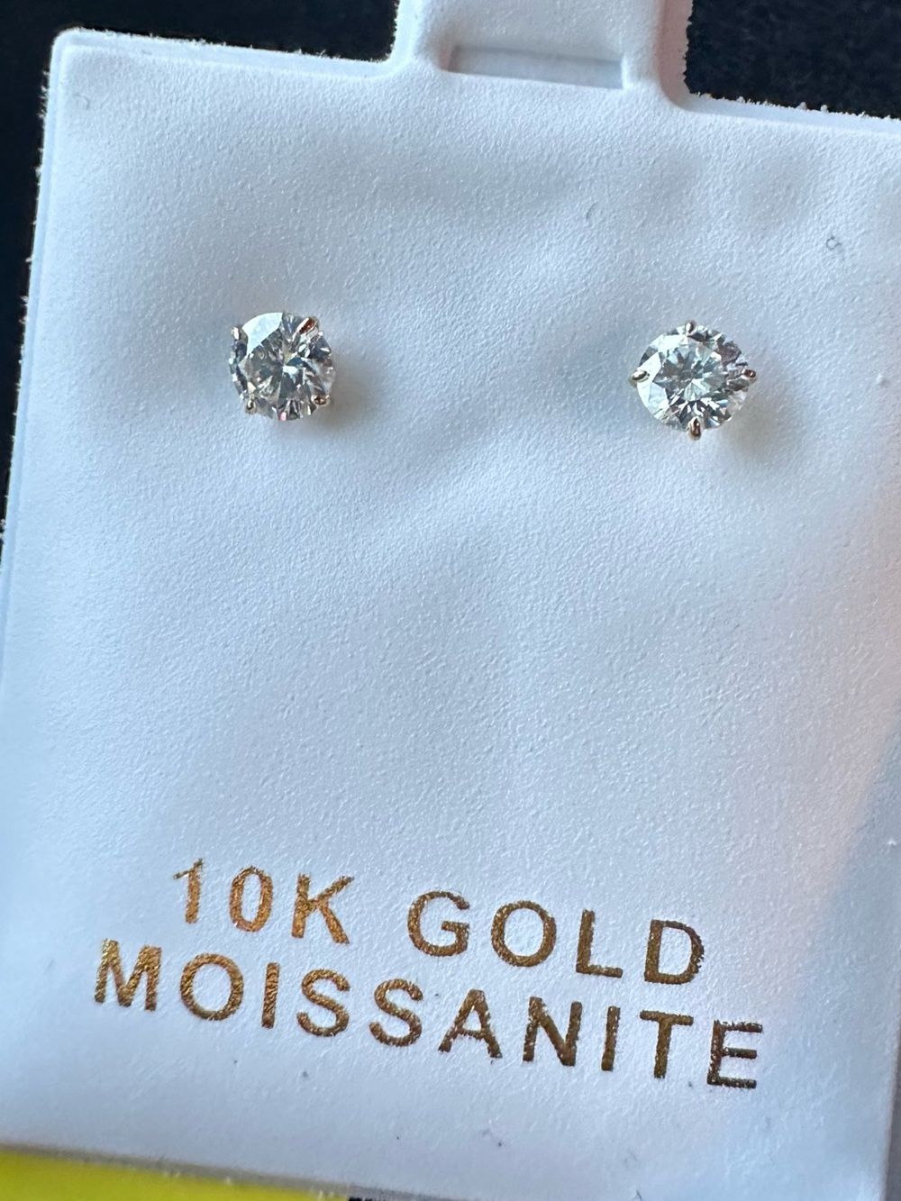 10K Solid Yellow Gold Moissanite Solitaire Stud Earrings Set 4mm 0.50CTW VVS D